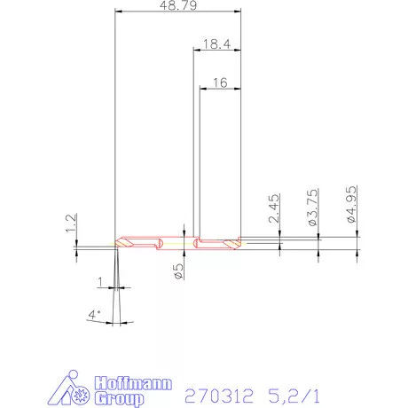 Mikro beszúró betét, belső, jobbos  5,2/1 mm