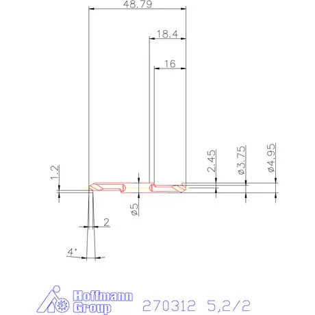 Mikro beszúró betét, belső, jobbos  5,2/2 mm