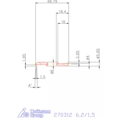 Mikro beszúró betét, belső, jobbos  6,2/1,5 mm