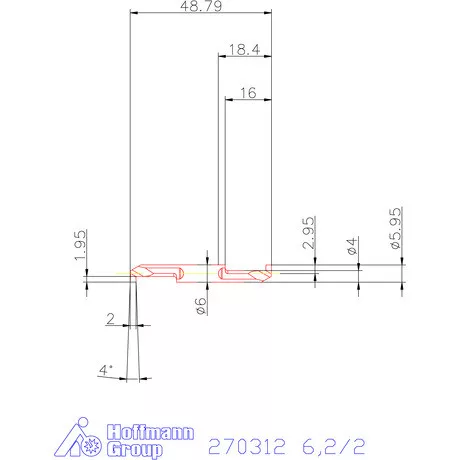 Mikro beszúró betét, belső, jobbos  6,2/2 mm