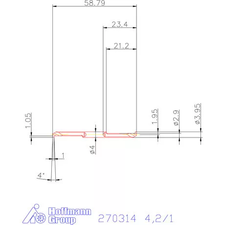 Mikro beszúró betét, belső, jobbos  4,2/1 mm