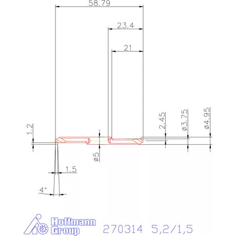 Mikro beszúró betét, belső, jobbos  5,2/1,5 mm
