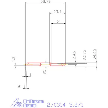 Mikro beszúró betét, belső, jobbos  5,2/1 mm
