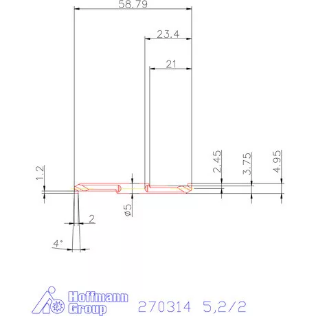 Mikro beszúró betét, belső, jobbos  5,2/2 mm