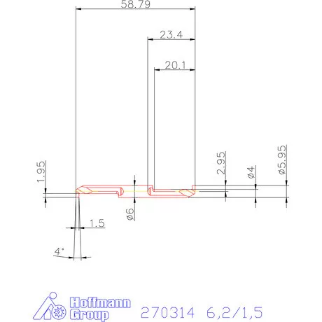 Mikro beszúró betét, belső, jobbos  6,2/1,5 mm