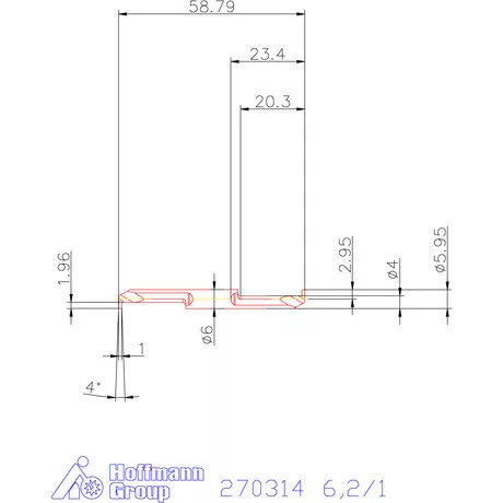 Mikro beszúró betét, belső, jobbos  6,2/1 mm