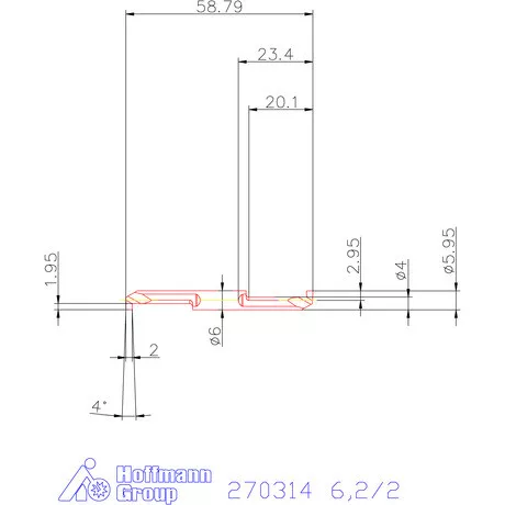 Mikro beszúró betét, belső, jobbos  6,2/2 mm