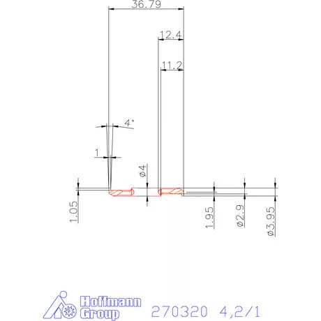 Mikro beszúró betét, belső, balos  4,2/1 mm