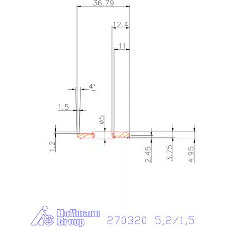 Mikro beszúró betét, belső, balos  5,2/1,5 mm