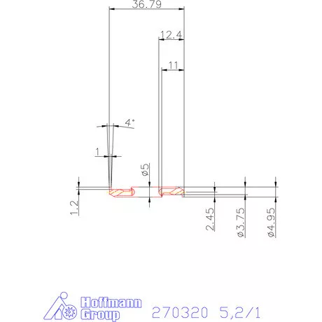 Mikro beszúró betét, belső, balos  5,2/1 mm