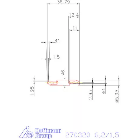 Mikro beszúró betét, belső, balos  6,2/1,5 mm