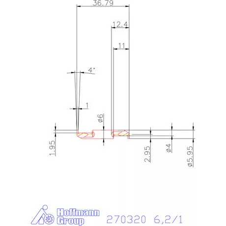 Mikro beszúró betét, belső, balos  6,2/1 mm