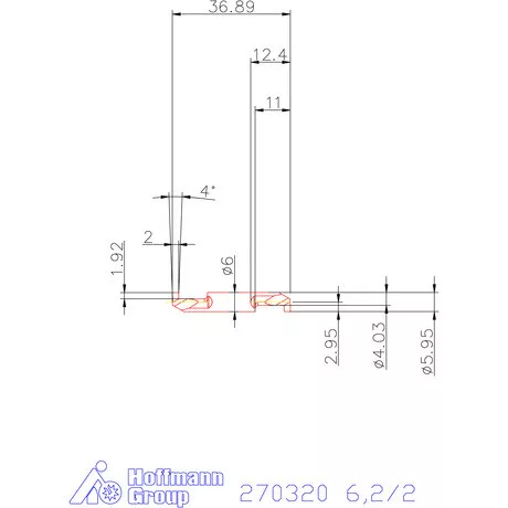 Mikro beszúró betét, belső, balos  6,2/2 mm