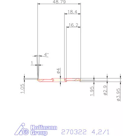 Mikro beszúró betét, belső, balos  4,2/1 mm