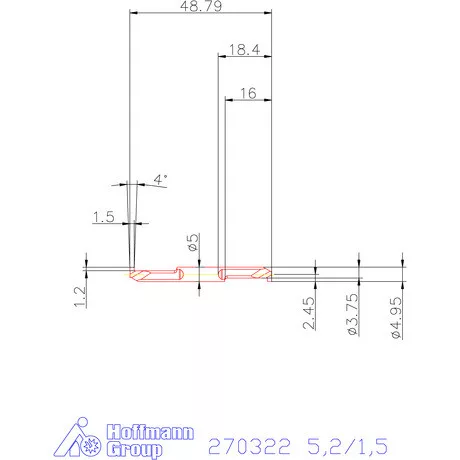 Mikro beszúró betét, belső, balos  5,2/1,5 mm