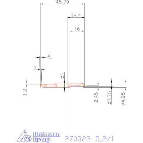 Mikro beszúró betét, belső, balos  5,2/1 mm
