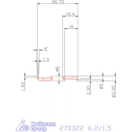 Mikro beszúró betét, belső, balos  6,2/1,5 mm