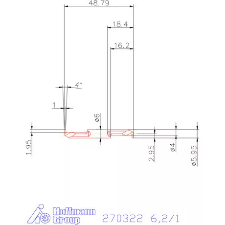 Mikro beszúró betét, belső, balos  6,2/1 mm