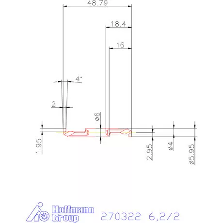 Mikro beszúró betét, belső, balos  6,2/2 mm