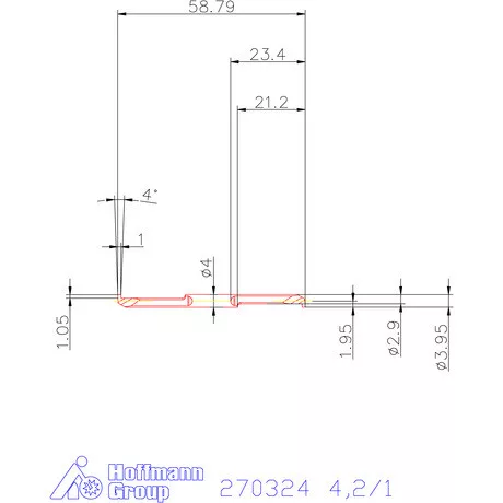 Mikro beszúró betét, belső, balos  4,2/1 mm