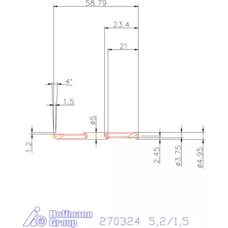 Mikro beszúró betét, belső, balos  5,2/1,5 mm
