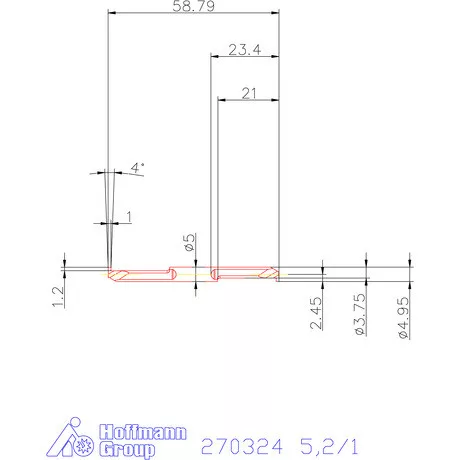 Mikro beszúró betét, belső, balos  5,2/1 mm