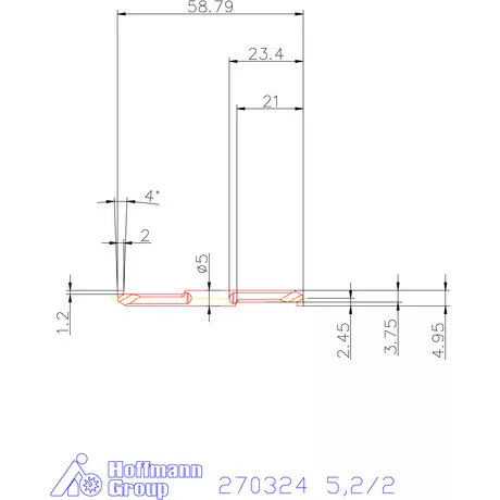 Mikro beszúró betét, belső, balos  5,2/2 mm