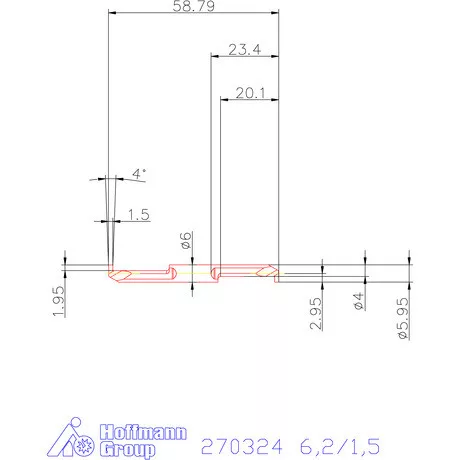 Mikro beszúró betét, belső, balos  6,2/1,5 mm