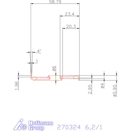 Mikro beszúró betét, belső, balos  6,2/1 mm