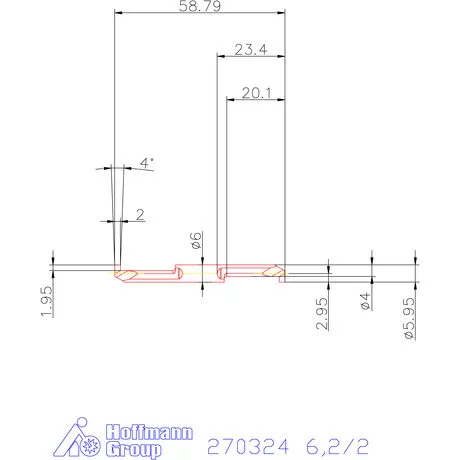 Mikro beszúró betét, belső, balos  6,2/2 mm