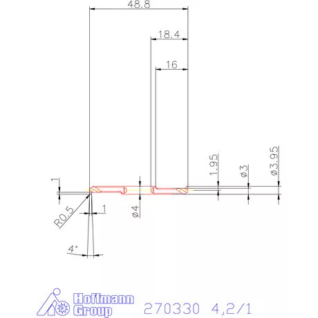 Mikro beszúró betét, kerek, belső, jobbos  4,2/1 mm