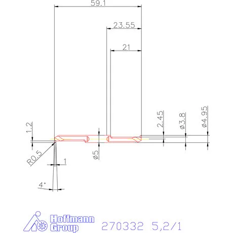 Mikro beszúró betét, kerek, belső, jobbos  5,2/1 mm