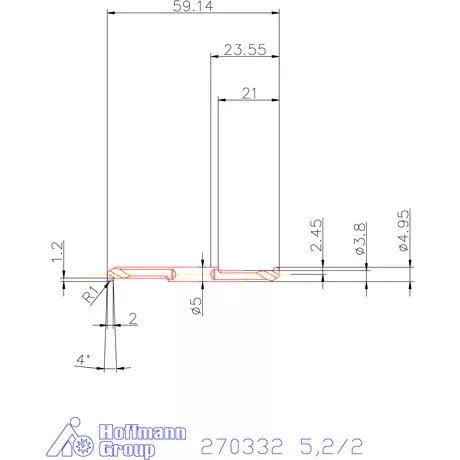 Mikro beszúró betét, kerek, belső, jobbos  5,2/2 mm