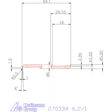 Mikro beszúró betét, kerek, belső, jobbos  6,2/1 mm