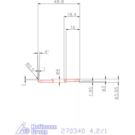 Mikro beszúró betét, kerek, belső, balos  4,2/1 mm