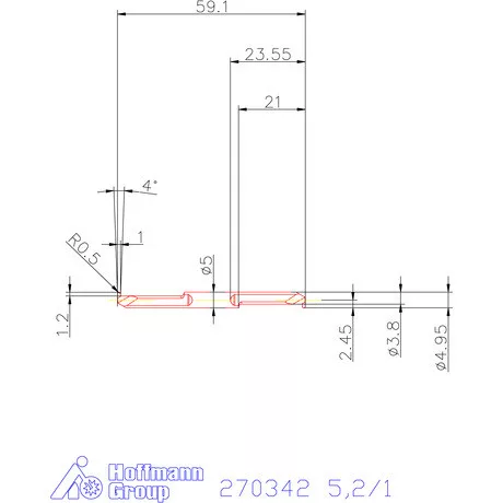 Mikro beszúró betét, kerek, belső, balos  5,2/1 mm