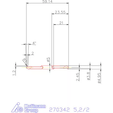 Mikro beszúró betét, kerek, belső, balos  5,2/2 mm