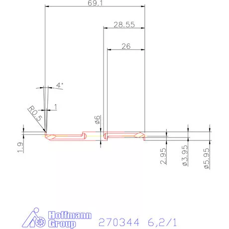 Mikro beszúró betét, kerek, belső, balos  6,2/1 mm