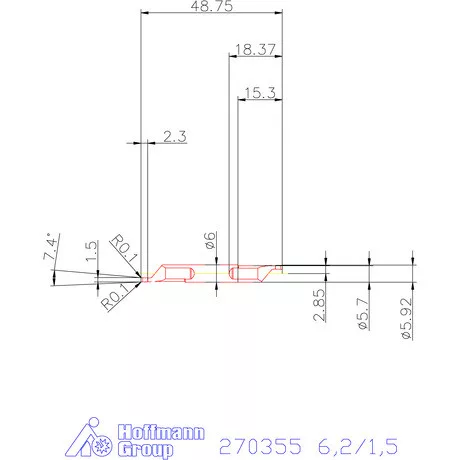 Mikro axiális beszúró betét, külső, balos  6,2/1,5 mm