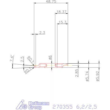 Mikro axiális beszúró betét, külső, balos  6,2/2,5 mm