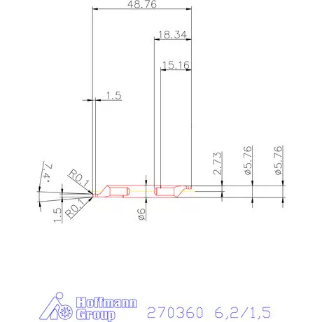 Mikro axiális beszúró betét, belső, jobbos  6,2/1,5 mm
