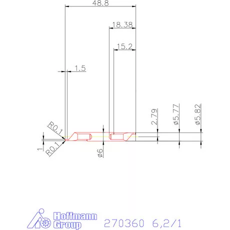 Mikro axiális beszúró betét, belső, jobbos  6,2/1 mm