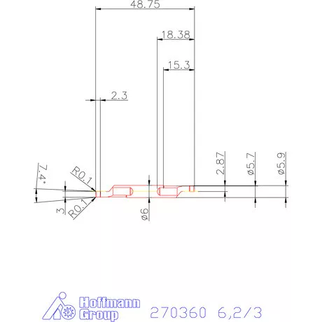 Mikro axiális beszúró betét, belső, jobbos  6,2/3 mm
