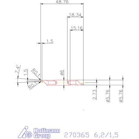 Mikro axiális beszúró betét, belső, balos  6,2/1,5 mm
