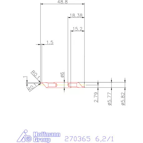 Mikro axiális beszúró betét, belső, balos  6,2/1 mm
