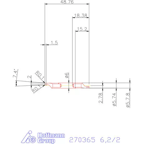 Mikro axiális beszúró betét, belső, balos  6,2/2 mm