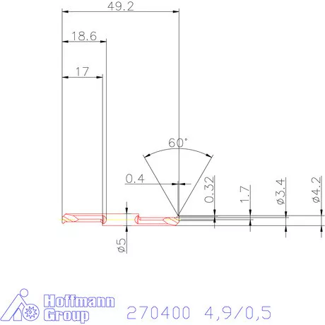 Mikro menetesztergáló betét, teljes profil 60°belső jobbos  4,9/0,5 mm
