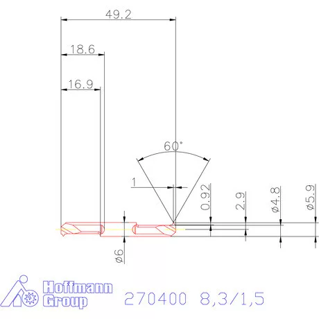 Mikro menetesztergáló betét, teljes profil 60°belső jobbos  8,3/1,5 mm
