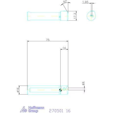 simturn AX Center Line késszár, balos ⌀D = 4 mm 16 mm