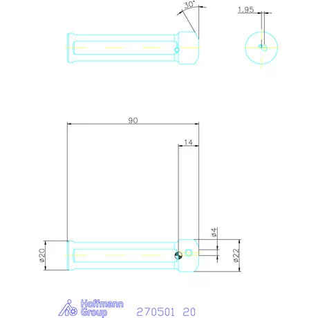 simturn AX Center Line késszár, balos ⌀D = 4 mm 20 mm